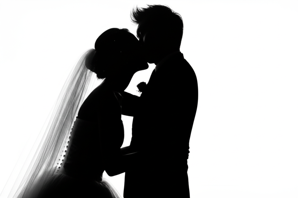 드라마틱 조명의 웨딩 촬영 작품